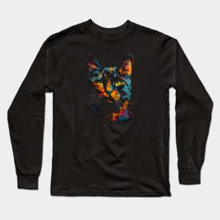 Psychedelic Cat Silhouette #6 Long Sleeve T-Shirt